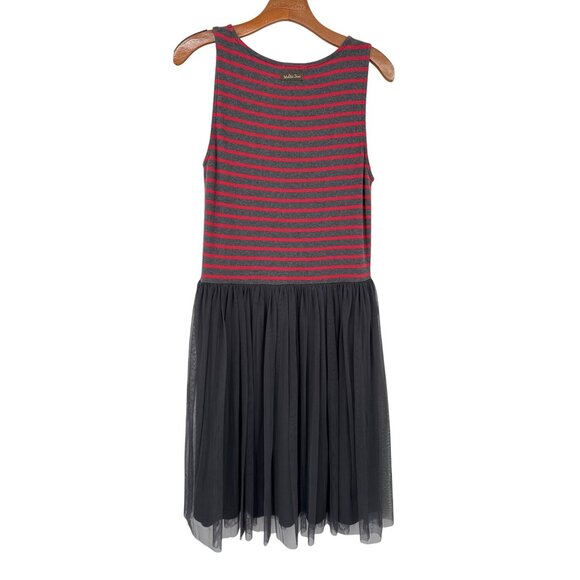 Matilda Jane womens T'WAS THE NIGHT Dress large Red Stripes Tulle Overlay new - Picture 6 of 6